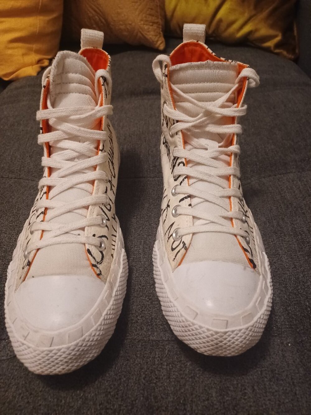 Converse High Tops Cream/Orange Mens size 9.5